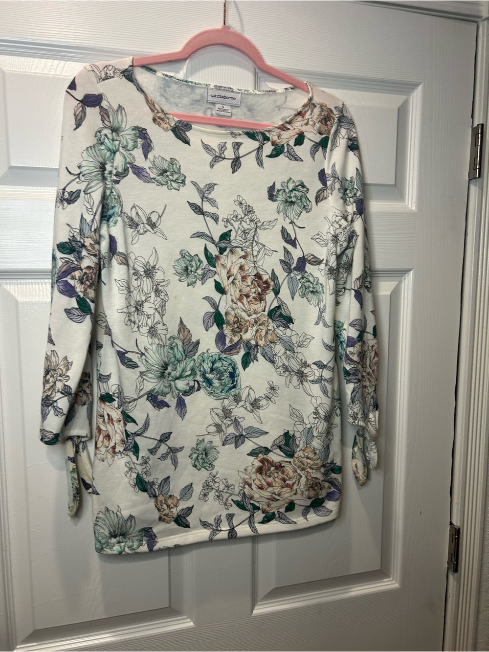 Liz Claiborne Floral Top Women’s Romantic Boho Cottagecore 3/4 Sleeve Blouse - Picture 2 of 6